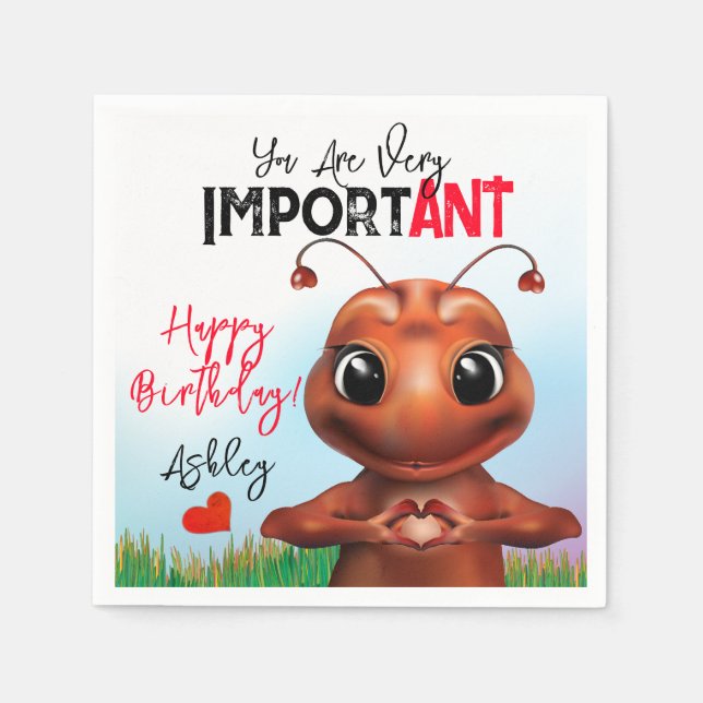 Ant Inspirational Sign Language Birthday Napkin (Front)