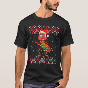 Ant Santa Hat Men Women Kids Ugly Christmas Light T-Shirt