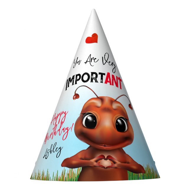 Ant Sign Language Birthday Party Hat (Front)