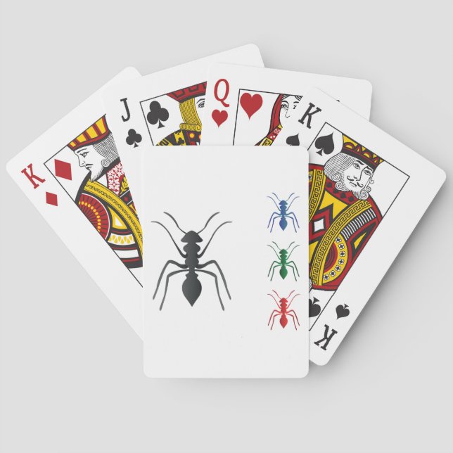 Ant Silhouettes Insects Black Blue Green and Red  Playing Cards (Back)