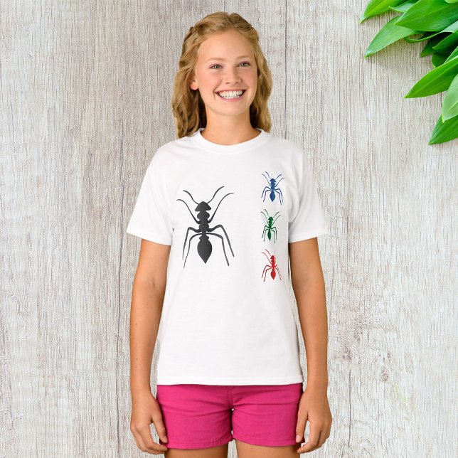 Ant Silhouettes Insects Black Blue Green and Red  T-Shirt (Creator Uploaded)