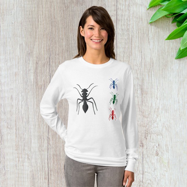 Ant Silhouettes Insects Black Blue Green and Red  T-Shirt (Creator Uploaded)
