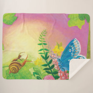 Ant, snail and Chapman's blue butterfly  Sherpa Blanket
