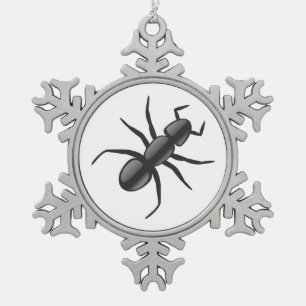 Ant Snowflake Pewter Christmas Ornament