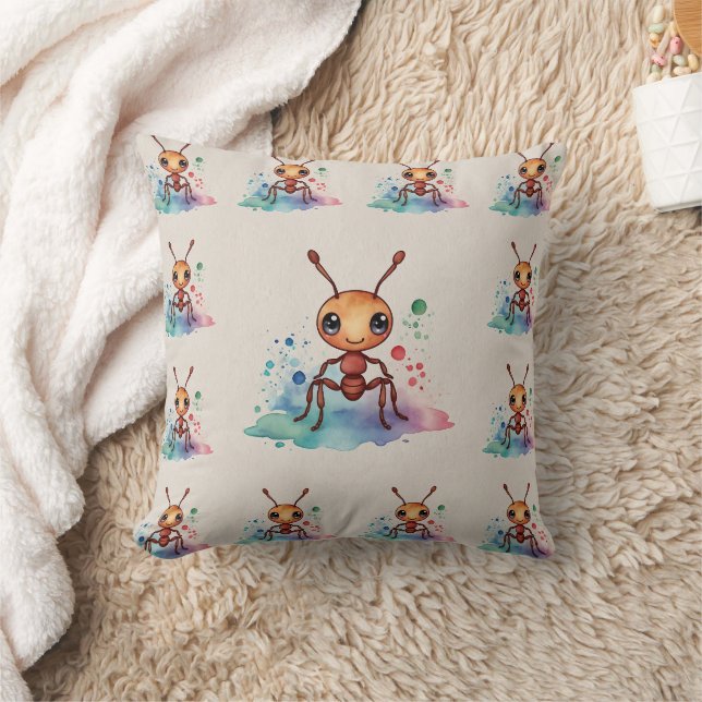 Ant Watercolor Pattern  Cushion (Blanket)