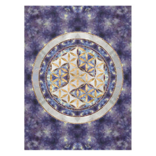 Antahkarana in Flower of Life - Amethyst and Pearl Tablecloth