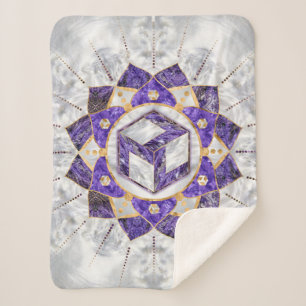 Antahkarana in Lotus Mandala- Amethyst and Pearl Sherpa Blanket