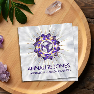Antahkarana in Lotus Mandala- Amethyst and Pearl Square Business Card
