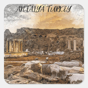 Antalya Turkey Ancient Travel Square Sticker