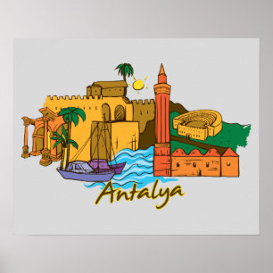 Antalya, Turkey Famous City Poster