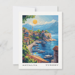 Antalya Turkey Vintage Travel Postcard