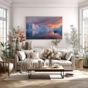 Antarctic Ember: Seal's Sunset Respite Poster