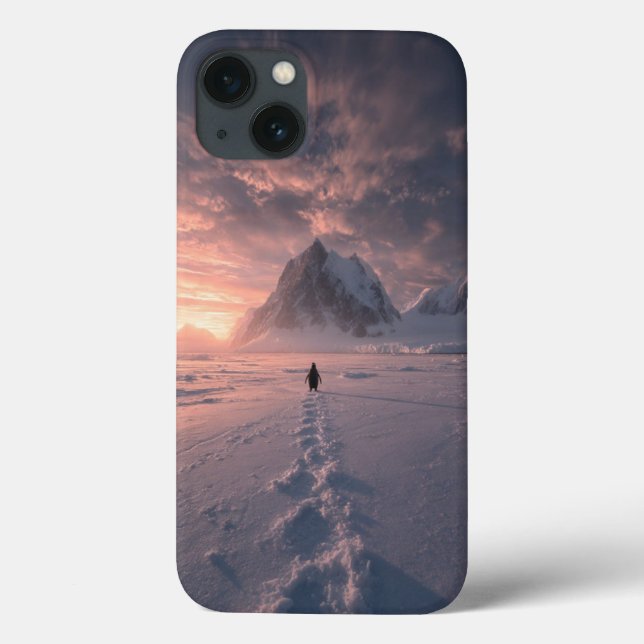 Antarctic Glow: Lone Penguin Sunset Journey Editio Case-Mate iPhone Case (Back)