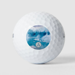 Antarctica blue ice photo with monogram golf balls