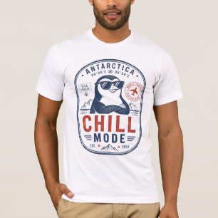 Antarctica Chill Mode Funny Penguin Vintage Badge T-Shirt