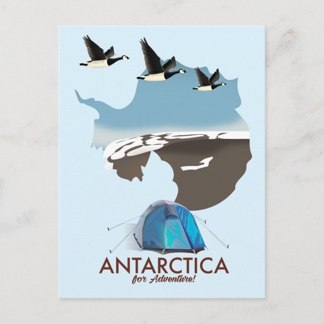 Antarctica For Adventure Travel poster map. Postcard (Front)