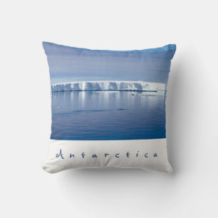 Antarctica iceberg landscape photo with white text cushion