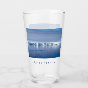 Antarctica iceberg landscape photo with white text glass