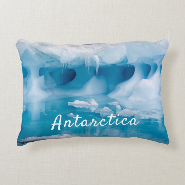 Antarctica iceberg photo with text  decorative cushion (Front)