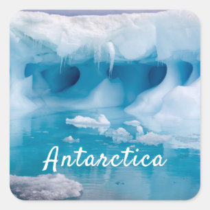 Antarctica iceberg photo with text square sticker