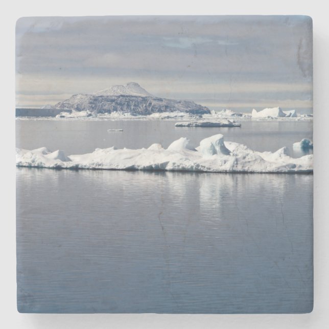 Antarctica landscape stone coaster (Front)