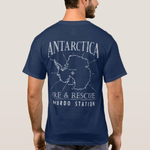 Antarctica McMurdo Fire Dept. South Pole Map T-Shirt