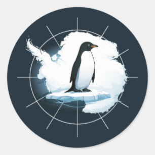 Antarctica Penguin Emblem – Polar Explorer Design Classic Round Sticker