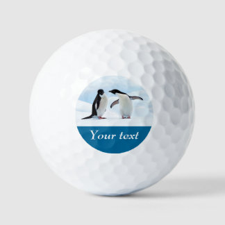 Antarctica Penguin on ice personalised text Golf Balls