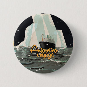 Antarctica Vintage Travel poster 6 Cm Round Badge