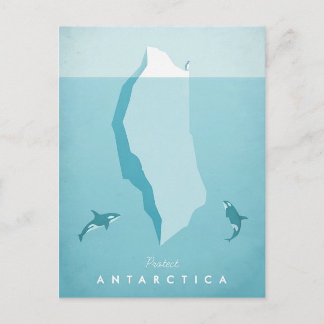 Antarctica Vintage Travel Poster - Art Postcard (Front)