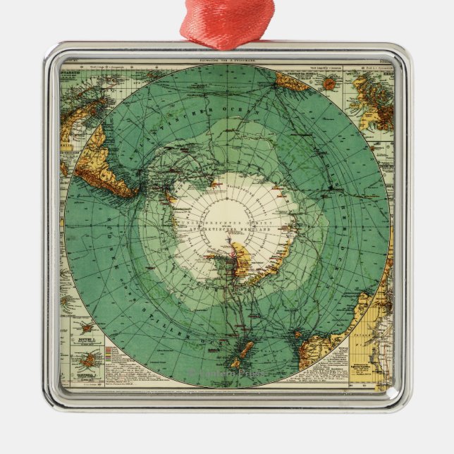AntarcticaPanoramic MapAntarctica Metal Tree Decoration (Front)