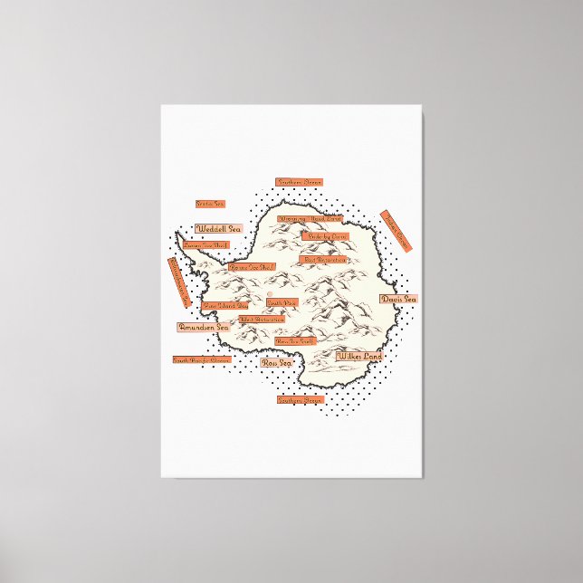 Antartica Vintage Map Canvas Print (Front)