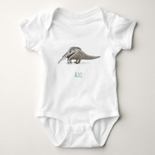Anteater baby one-piece bodysuit with baby's name