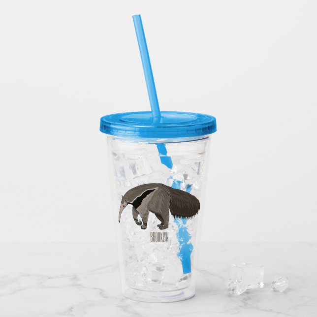Anteater cartoon illustration  acrylic tumbler (Front Ice)