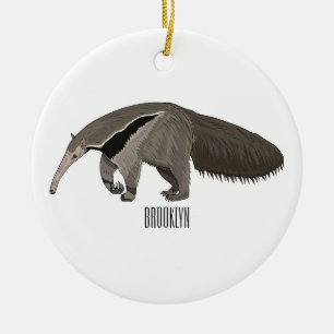 Anteater cartoon illustration ceramic tree decoration