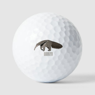 Anteater cartoon illustration golf balls