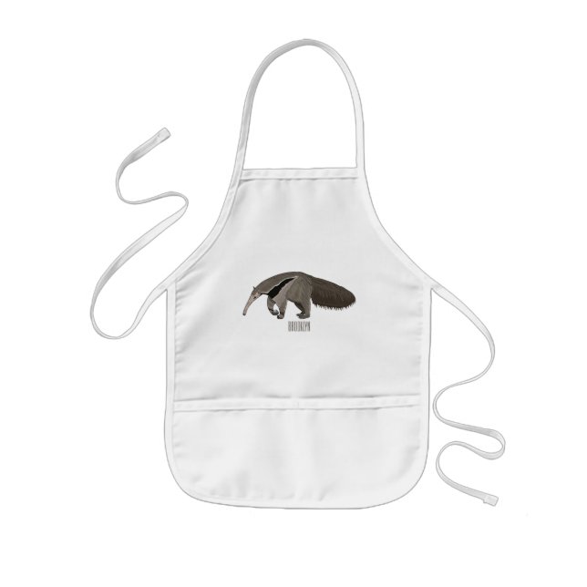 Anteater cartoon illustration  kids apron (Front)