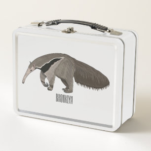 Anteater cartoon illustration metal lunch box