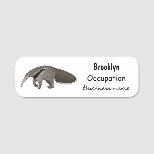 Anteater cartoon illustration name tag (Front)