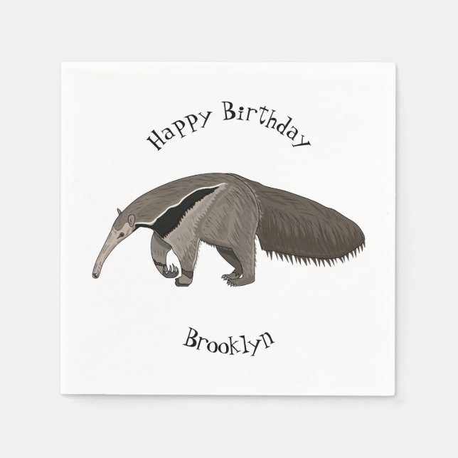 Anteater cartoon illustration napkin (Front)