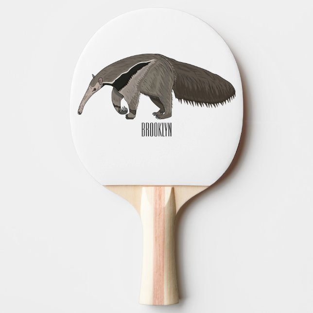 Anteater cartoon illustration  ping pong paddle (Front)