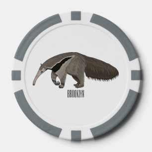 Anteater cartoon illustration  poker chips