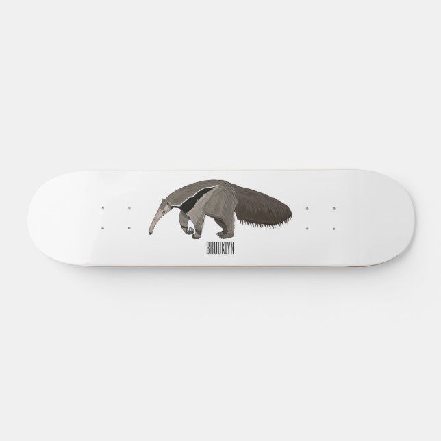 Anteater cartoon illustration  skateboard (Horz)