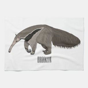 Anteater cartoon illustration tea towel
