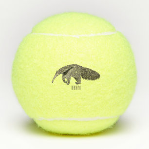 Anteater cartoon illustration  tennis balls