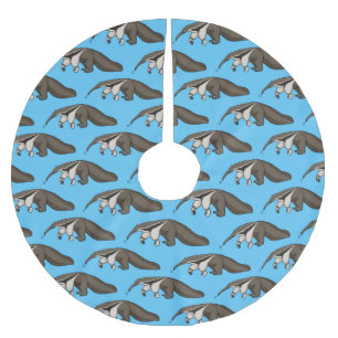 Anteater happy cartoon illustration brushed polyester tree skirt