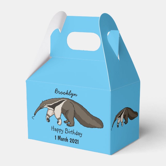 Anteater happy cartoon illustration favour box (Front Side)
