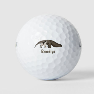 Anteater happy cartoon illustration golf balls