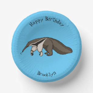 Anteater happy cartoon illustration paper plate
