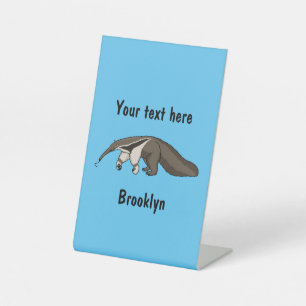 Anteater happy cartoon illustration  pedestal sign
